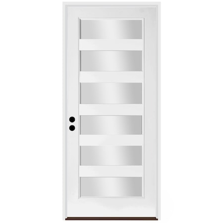 Codel Doors 36" x 96" Primed White Contemporary Flush-Glazed Exterior Fiberglass Door 3080RHISPSF20F6LC491615B